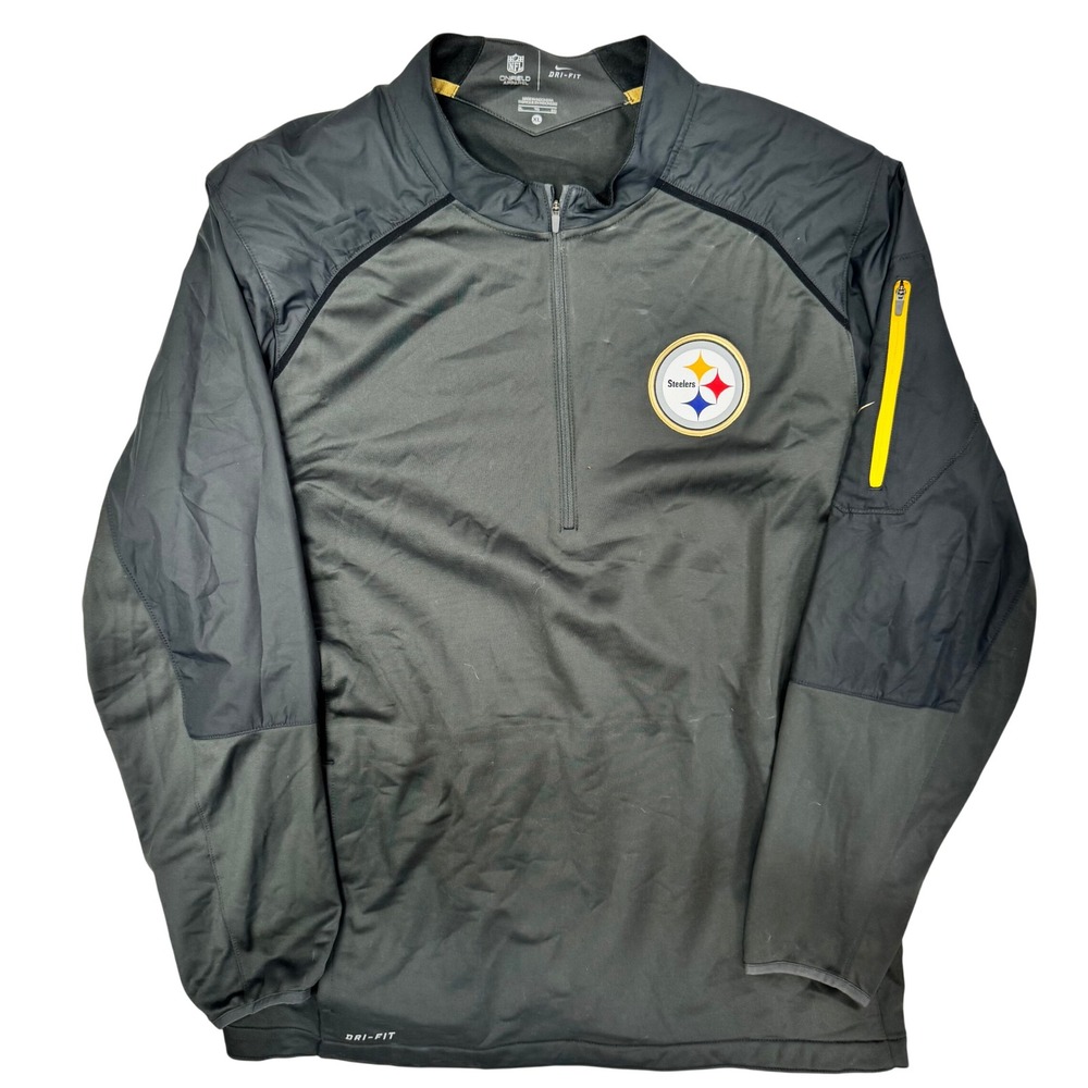 Nike NFL Steelers Onfield Dri-FIT Quarter Zip Pullover Jacket Charcoal Mens XL